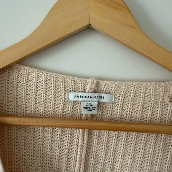 AMERICAN EAGLE | Beige V-Neck Button Cardigan Sweater (size L/XL) - Picture 3 of 3